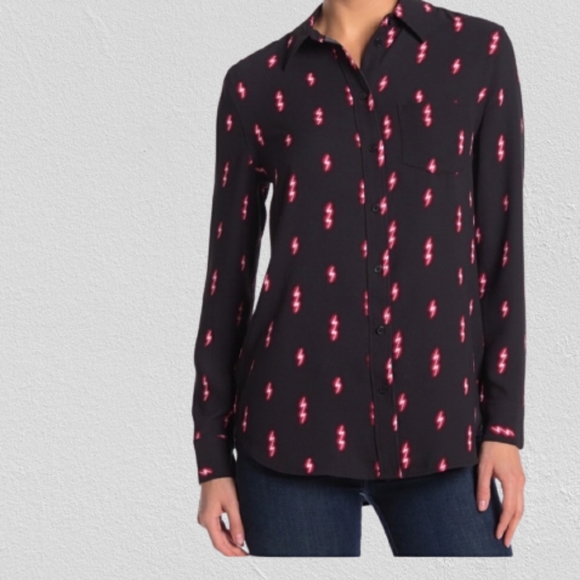 Equipment Tops - Equipment Femme Black Red White Blouse
